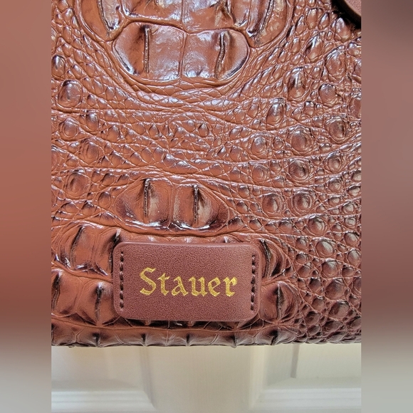Stauer Brown Croc-Embossed Women's Shoulder Bag - Picture 3 of 5